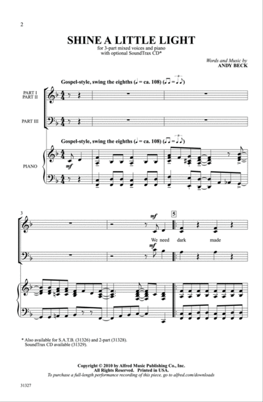 Shine a Little Light Shine a Little Light 3-Part scores gallery preview page 2