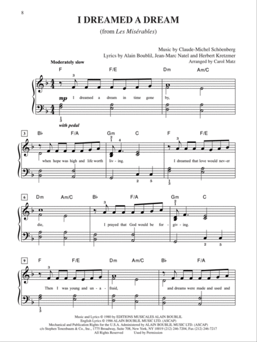 Susan Boyle -- I Dreamed a Dream Easy Piano scores gallery preview page 2