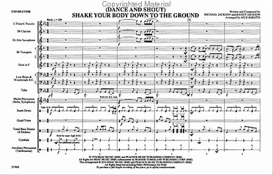 (Dance and Shout) Shake Your Body Down to the Ground Marching Band scores gallery preview page 2