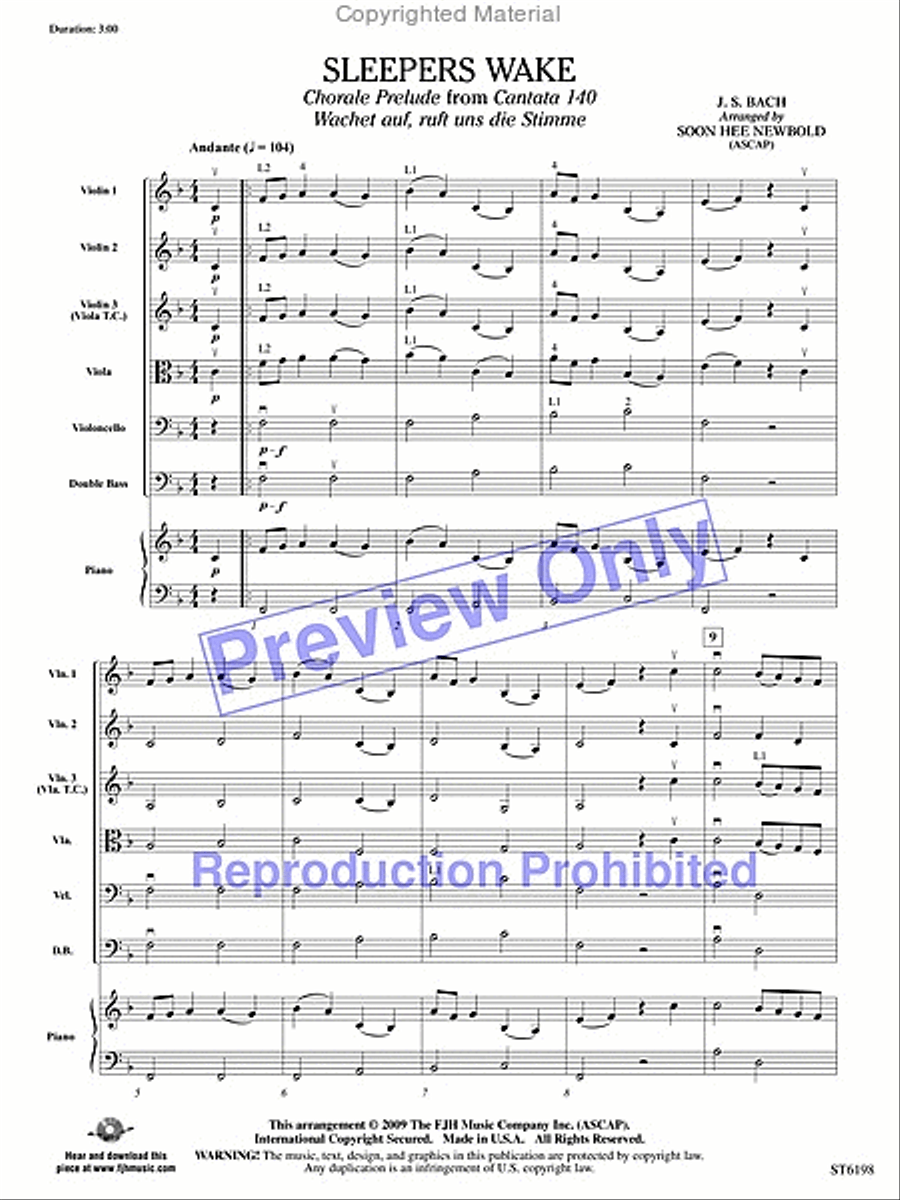 Sleepers Wake (Chorale Prelude from Cantata 140) String Orchestra scores gallery preview page 2