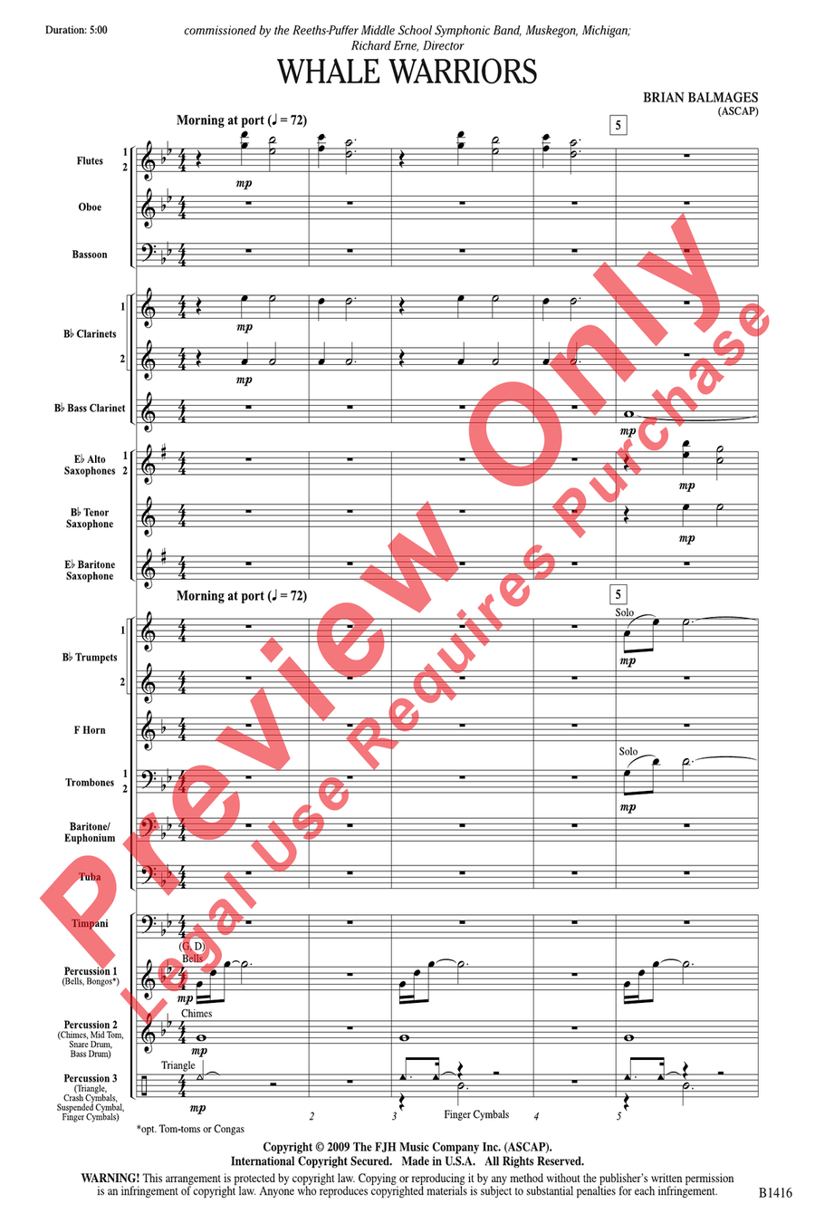 Whale Warriors Whale Warriors Concert Band scores gallery preview page 3