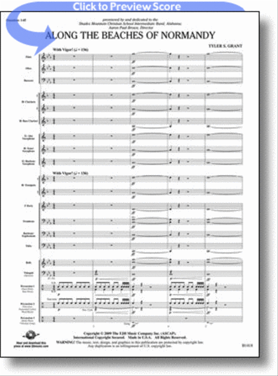 Along the Beaches of Normandy Concert Band scores gallery preview page 1