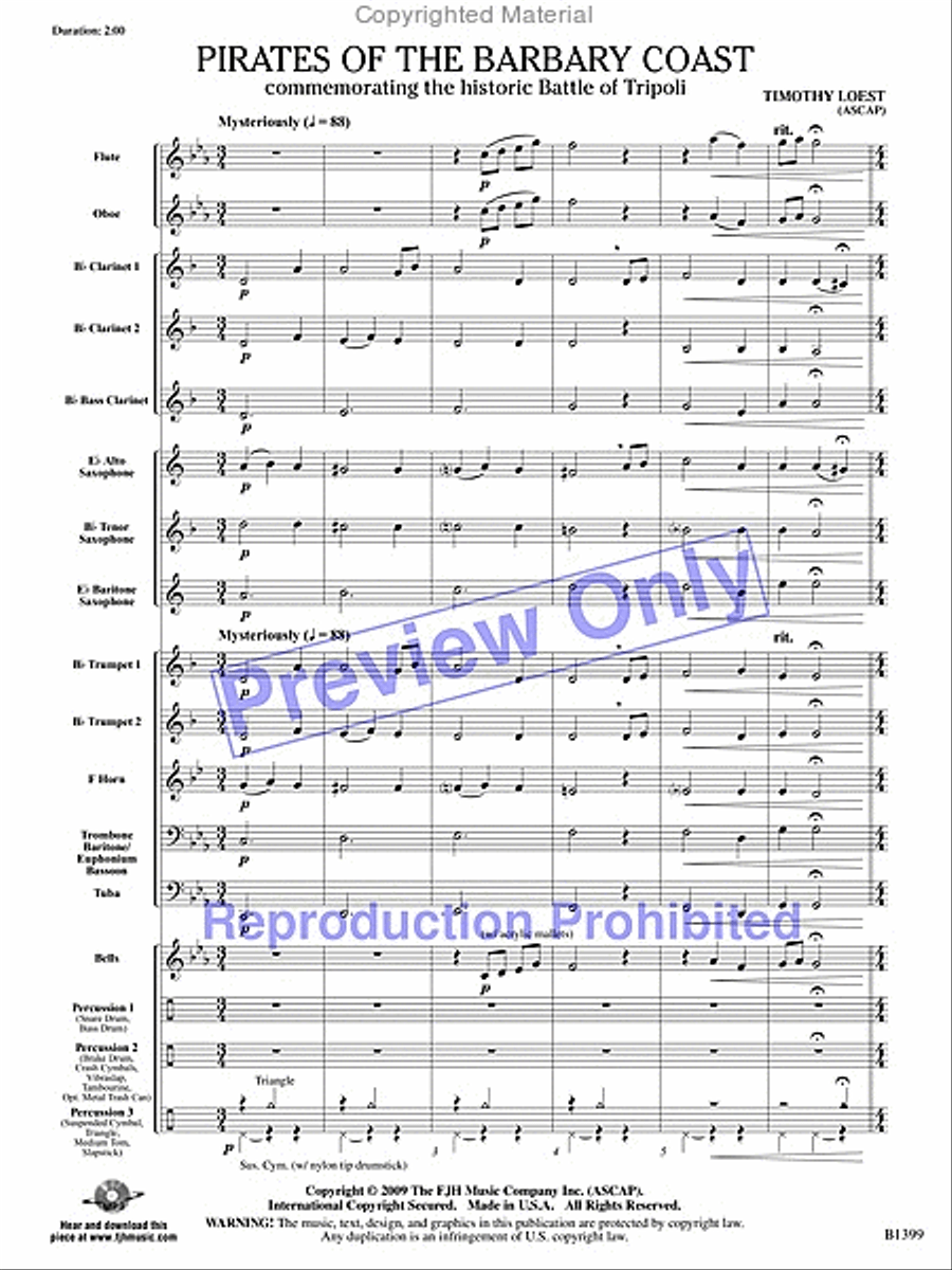 Pirates of the Barbary Coast Concert Band scores gallery preview page 16