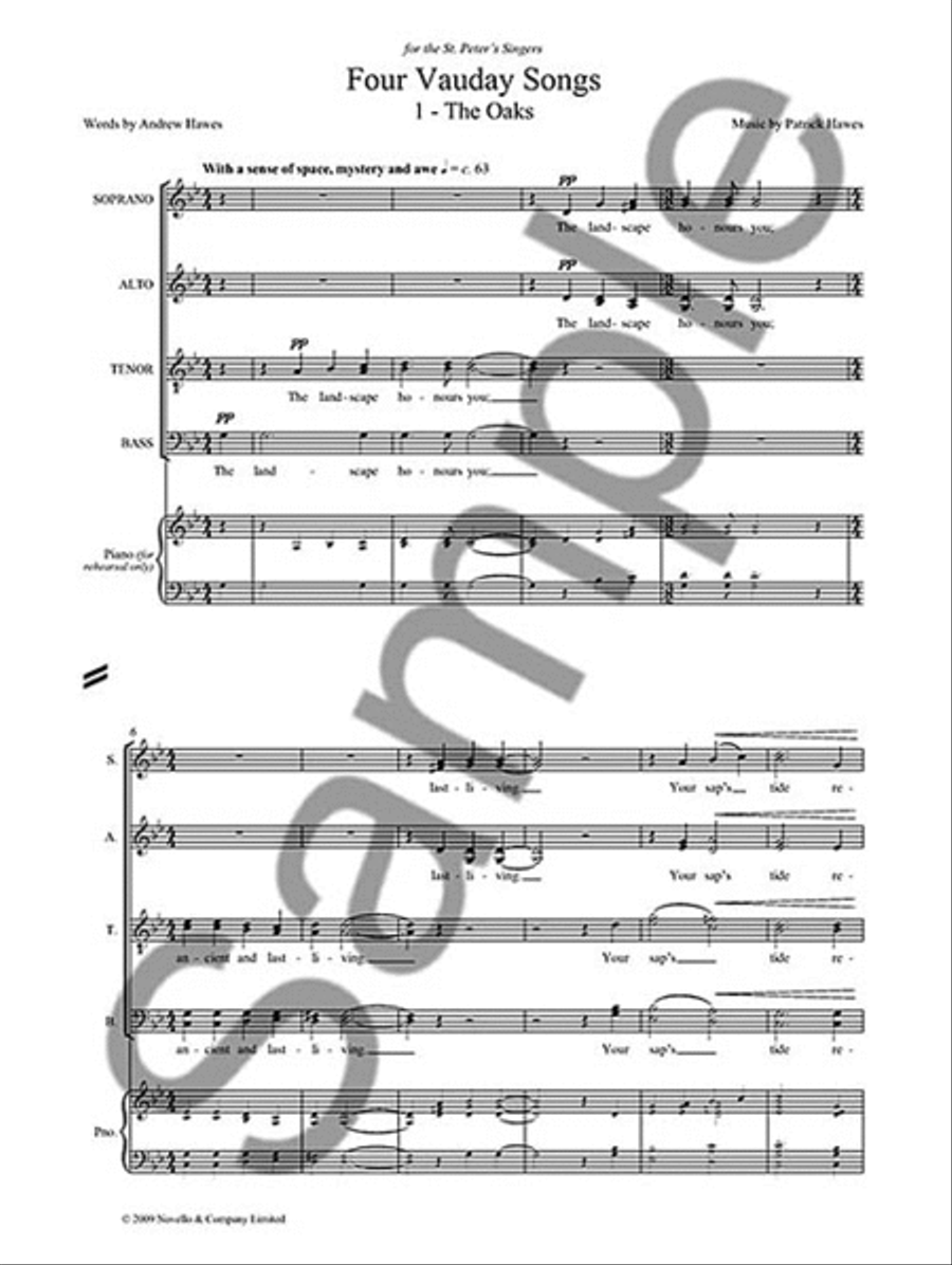 Patrick Hawes: The Vauday Part Songs 4-Part scores gallery preview page 2