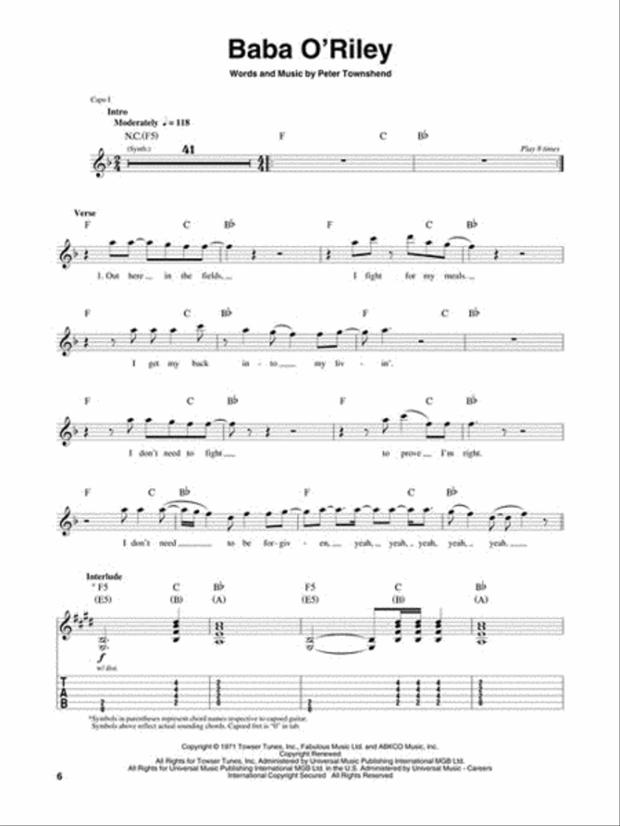 The Who Guitar Tablature scores gallery preview page 4