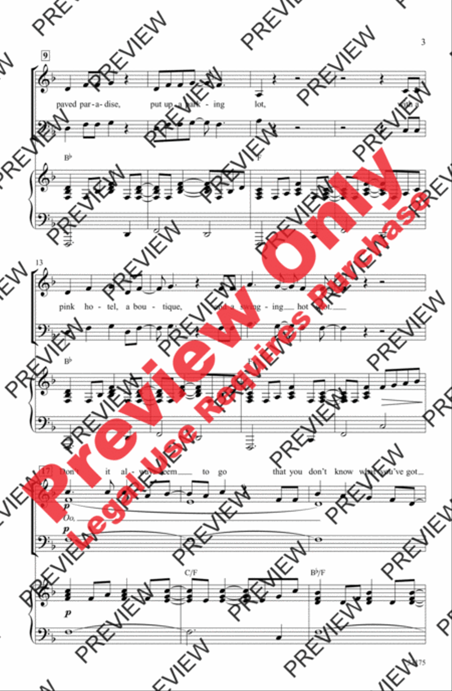 Big Yellow Taxi Big Yellow Taxi Choir scores gallery preview page 3