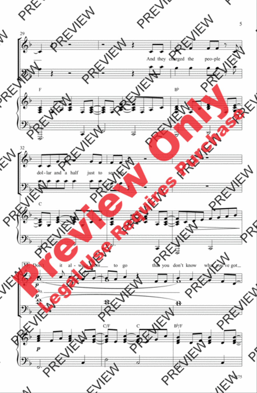 Big Yellow Taxi Big Yellow Taxi Choir scores gallery preview page 5