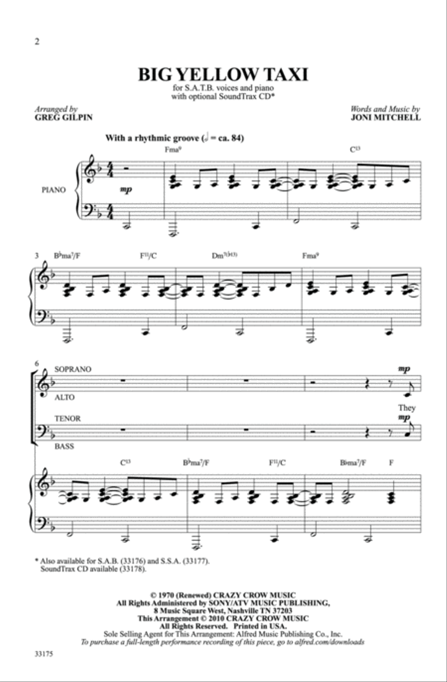 Big Yellow Taxi Big Yellow Taxi Choir scores gallery preview page 12