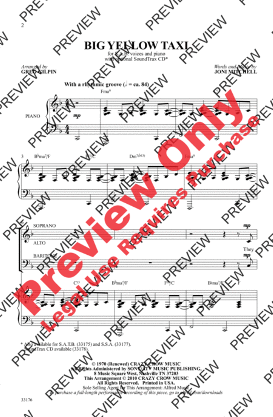 Big Yellow Taxi Big Yellow Taxi Choir scores gallery preview page 2
