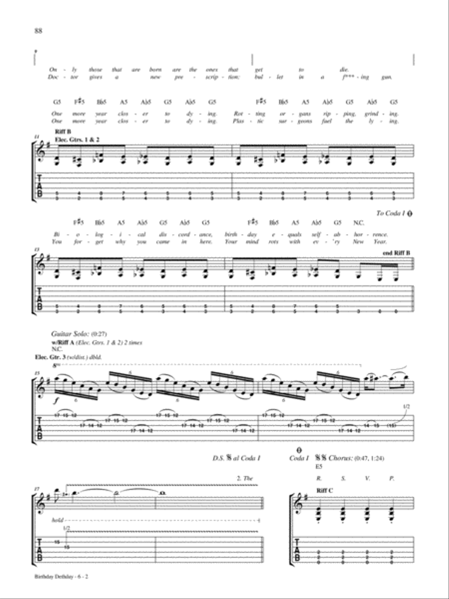 Birthday Dethday Electric Guitar scores gallery preview page 2