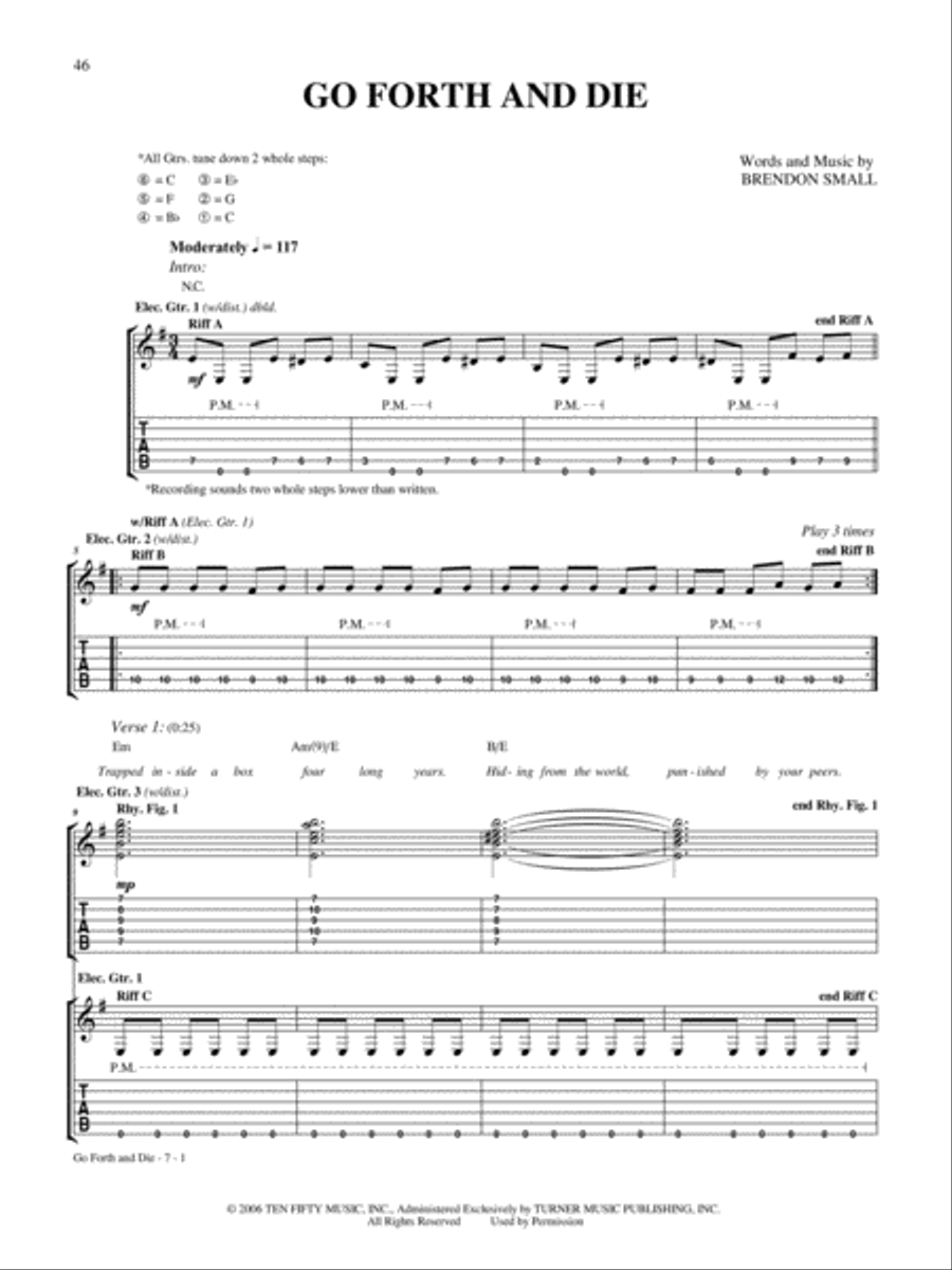 Go Forth and Die Electric Guitar scores gallery preview page 1
