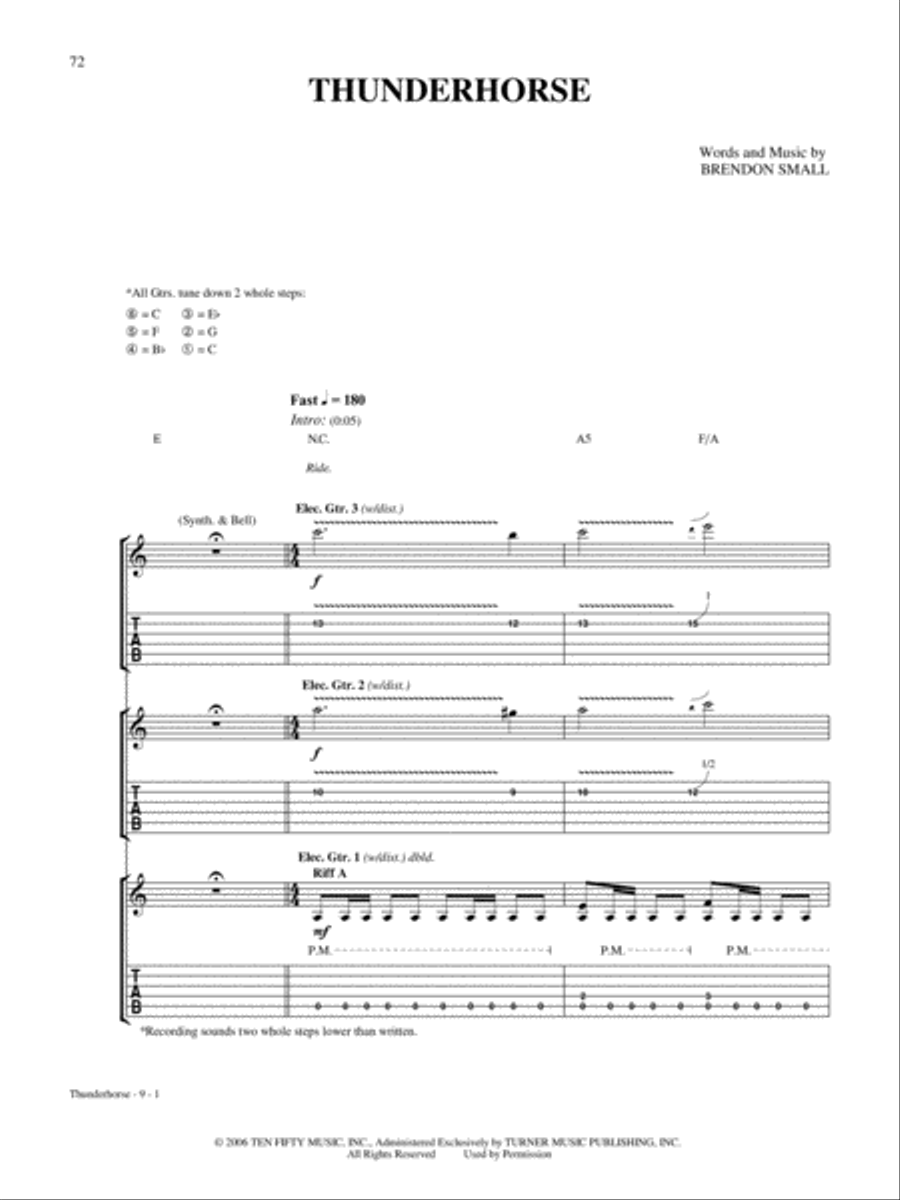 Thunderhorse Electric Guitar scores gallery preview page 1
