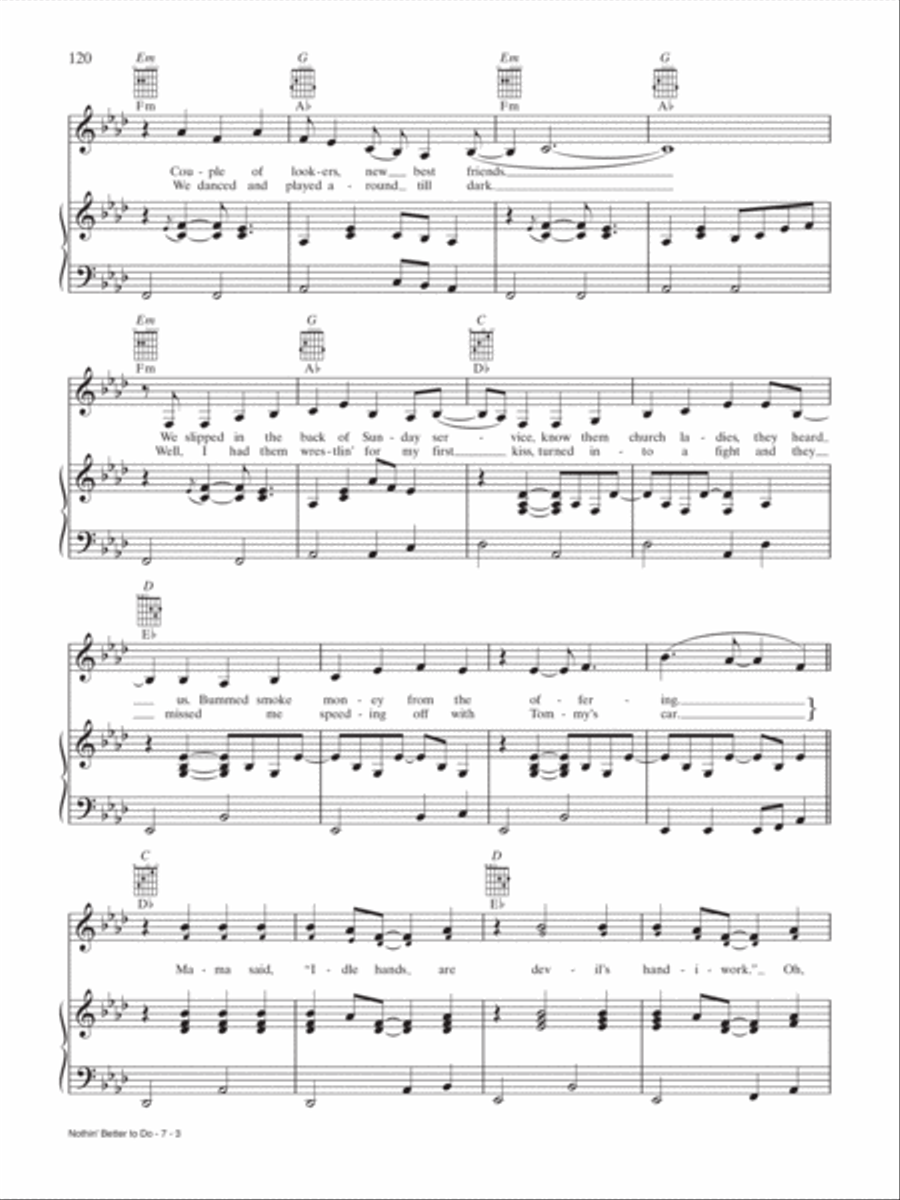 Nothin' Better to Do Piano, Vocal, Guitar scores gallery preview page 3