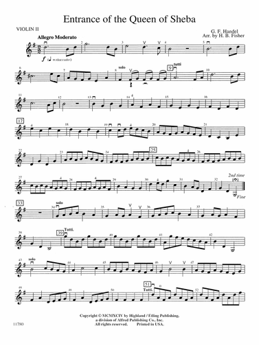 Entrance of the Queen of Sheba: 2nd Violin