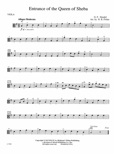 Entrance of the Queen of Sheba: Viola