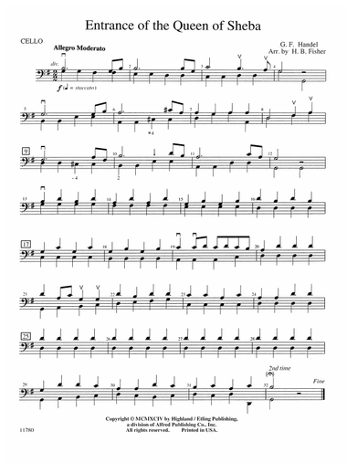 Entrance of the Queen of Sheba: Cello
