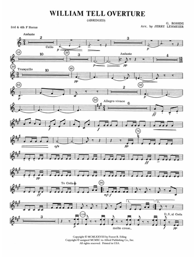William Tell Overture: 3rd F Horn