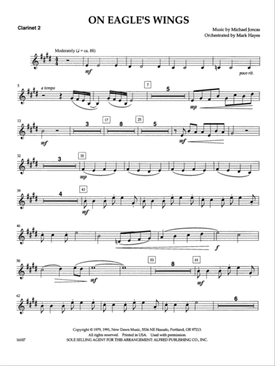 On Eagle's Wings: 2nd B-flat Clarinet Part scores gallery preview page 1
