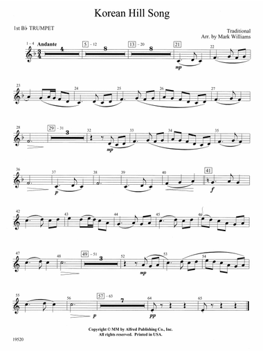Korean Hill Song: 1st B-flat Trumpet