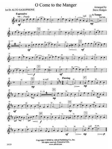O Come to the Manger: E-flat Alto Saxophone