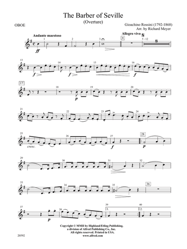 The Barber of Seville (Overture): Oboe