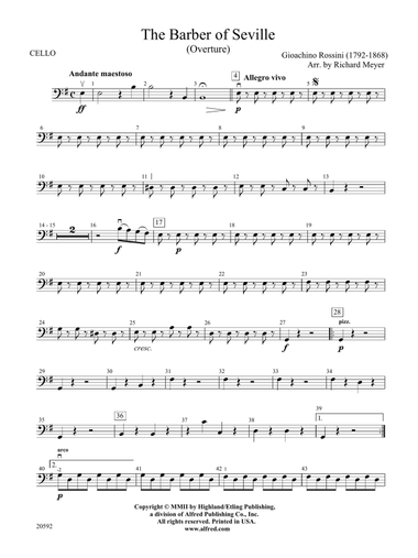 The Barber of Seville (Overture): Cello