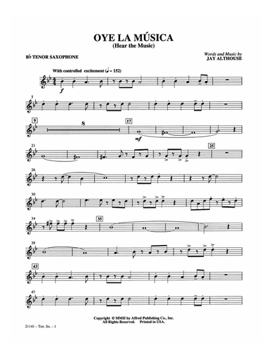 Oye la Música (Hear the Music): B-flat Tenor Saxophone