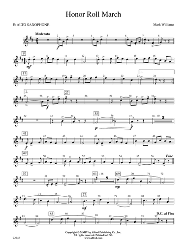 Honor Roll March: E-flat Alto Saxophone