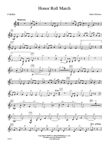 Honor Roll March: 1st F Horn