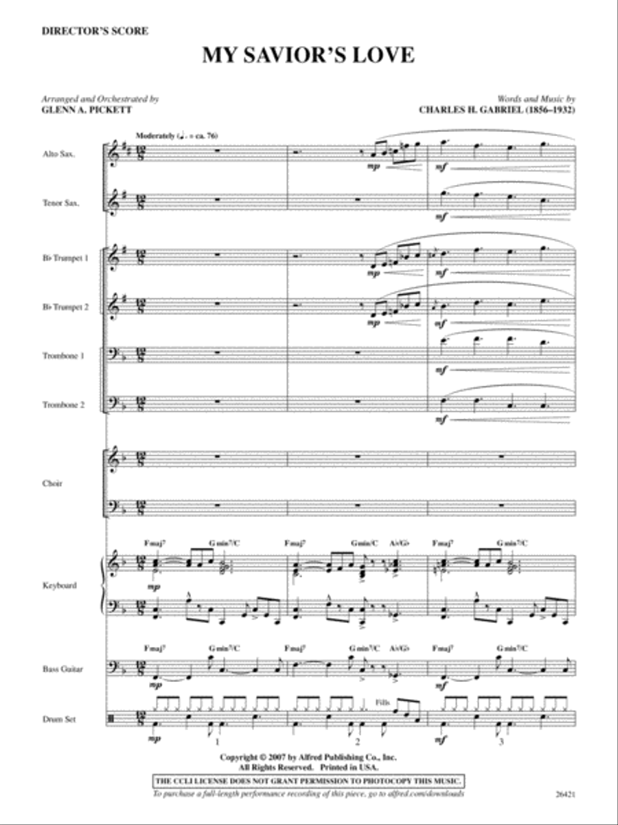 My Savior's Love: Score Choir scores gallery preview page 1