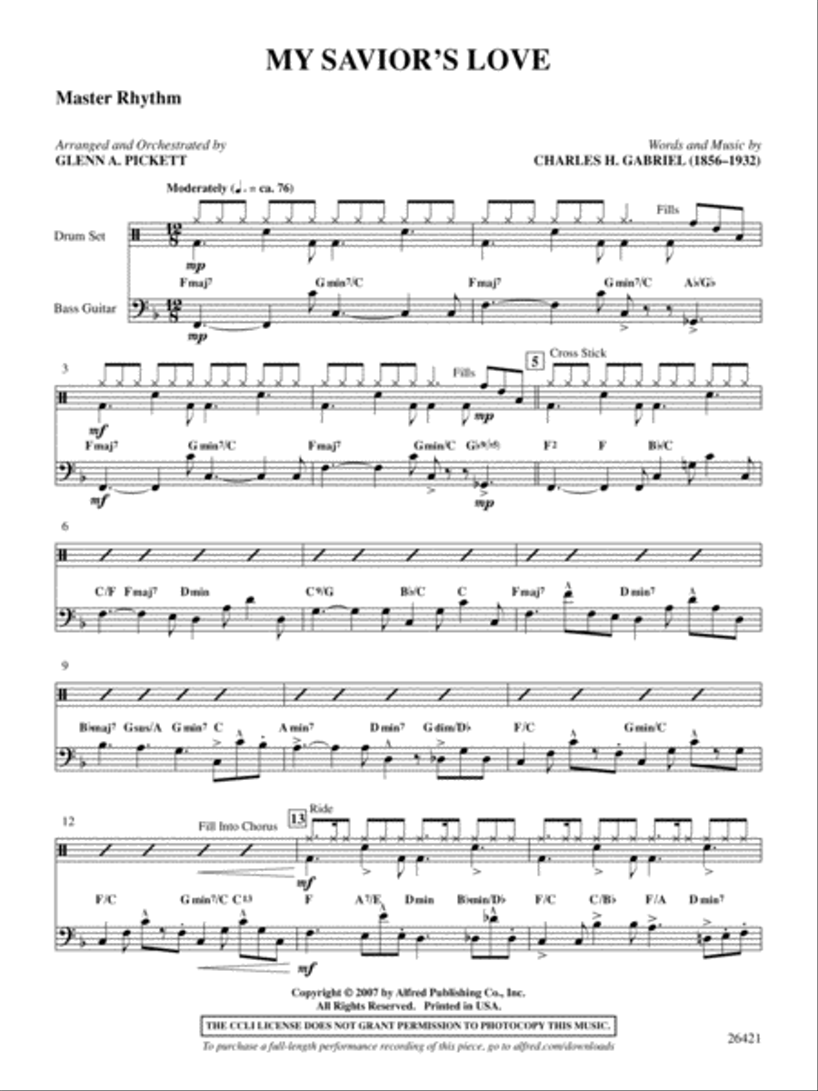 My Savior's Love: Master Rhythm Part scores gallery preview page 1
