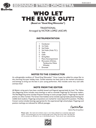 Who Let the Elves Out?: Score