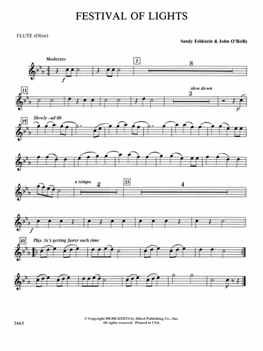 Festival of Lights (with optional chorus): Flute
