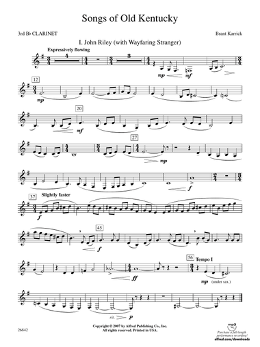 Songs of Old Kentucky: 3rd B-flat Clarinet
