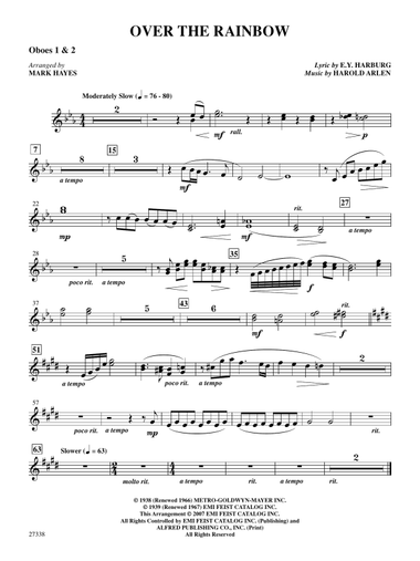 Over the Rainbow (from the musical The Wizard of Oz): 1st & 2nd Oboe