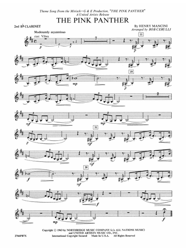 The Pink Panther: 2nd B-flat Clarinet