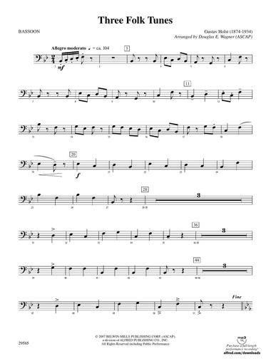 Three Folk Tunes: Bassoon