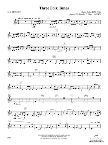 Three Folk Tunes: 1st B-flat Trumpet