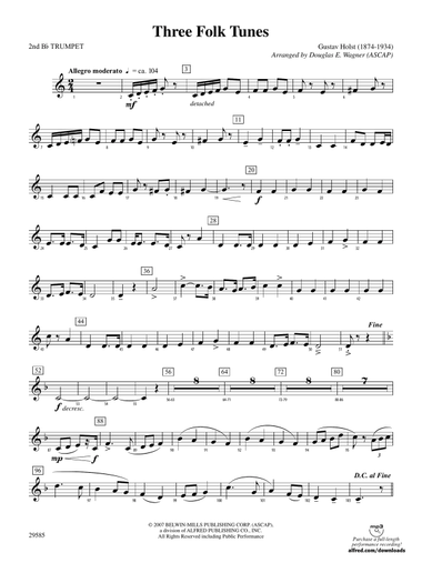 Three Folk Tunes: 2nd B-flat Trumpet