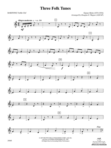 Three Folk Tunes: Baritone T.C.
