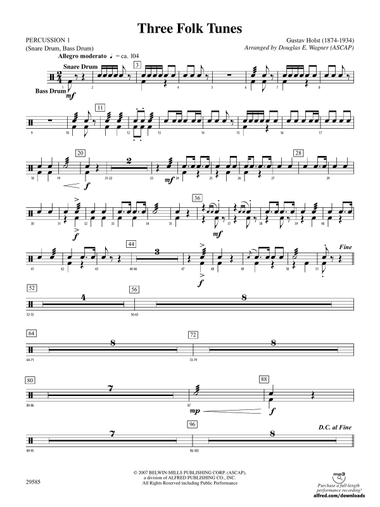 Three Folk Tunes: 1st Percussion