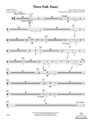 Three Folk Tunes: 2nd Percussion