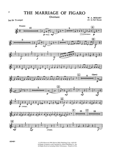 The Marriage of Figaro Overture: 2nd B-flat Trumpet