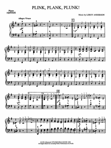 Plink, Plank, Plunk!: Piano Accompaniment