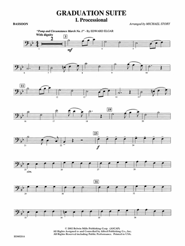 Graduation Suite (Processional: Pomp and Circumstance March No. 1 / Recessional: Rondeau from Premiere Suite): Bassoon