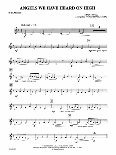Angels We Have Heard on High: 1st B-flat Clarinet