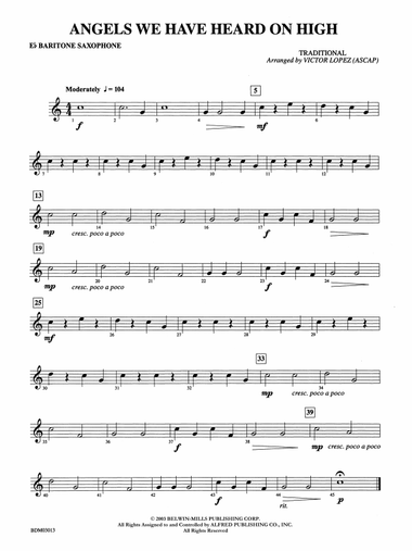Angels We Have Heard on High: E-flat Baritone Saxophone