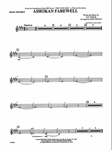 Ashokan Farewell: 2nd B-flat Trumpet