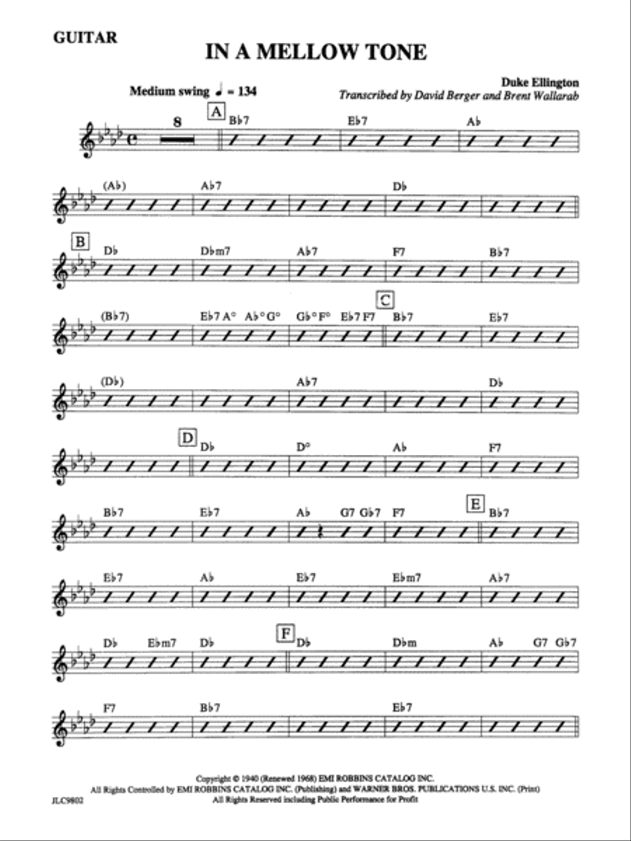 In a Mellow Tone: Guitar Jazz Ensemble scores gallery preview page 1