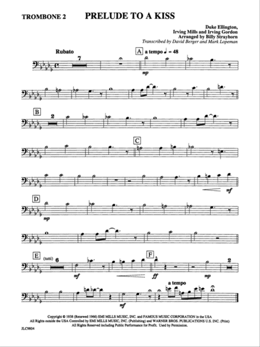 Prelude to a Kiss: 2nd Trombone Jazz Ensemble scores gallery preview page 1